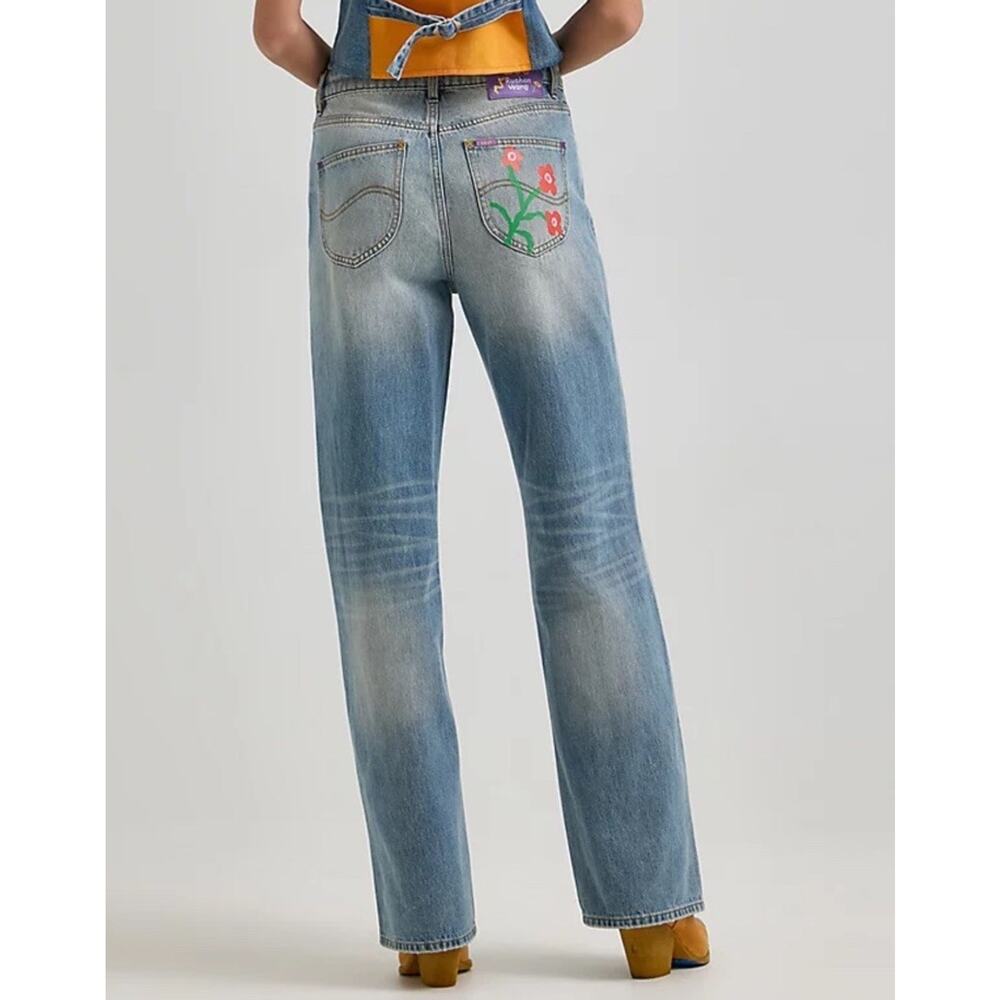 NWT Ruohan Wang x Lee Rose Garden Print Denim Art Jeans Womens Size 26